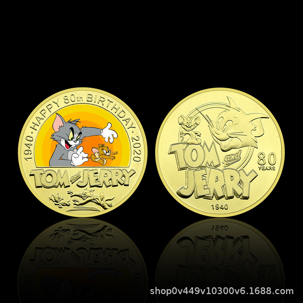 Cat and Mouse Classic Japanese Anime Coin Manga Golden Day Man Metal Moneda conmemorativa Medalla conmemorativa
