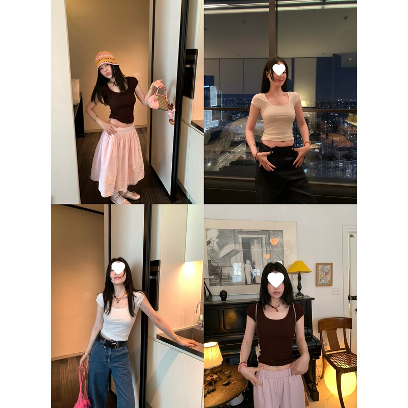 Spot Ms Keluli High-Elastic Lace Normcore Tight Short T-Shirt for Women 2025 Summer Sweet and Spicy Slimming Look Top Spot Ms Keluli High-Elastic Lace Normcore Tight Short T-Shirt for Women 2025 Summer Sweet and Spicy Slimming Look Top