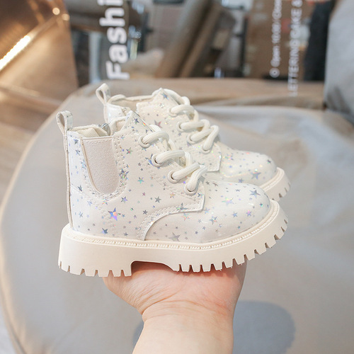Autumn new arrival kids' shoes: girls' shiny leather fashion Martin boots, Korean-style low-cut versatile ankle boots—hot-selling!