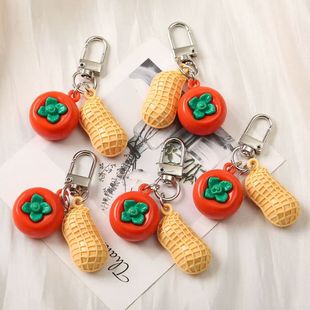 Good thing bag pendant persimmon simulation lucky peanut key chain to send girlfriends gift personality cute Ruyi
