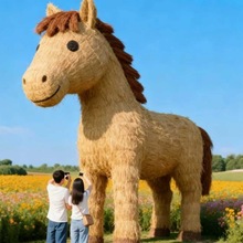 稻草马动物造型稻草工艺品稻草人景观草雕艺术节稻草人艺术节