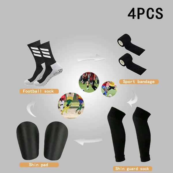 Cross-border best-selling football sports set: non-slip football socks, sports leg sleeves, mini shin guards, elastic bandages