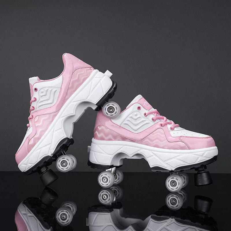 Детские Heelys для девочек, четырехколесные прогулочно-скользящие обувь для взрослых, автоматическое сжатие роликов для мужчин