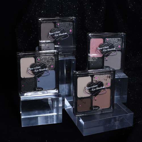 Biya cold and tipsy four-color eyeshadow palette, pearlescent matte, sweet, cool, dark, smoky eyeshadow, punk style eyeshadow