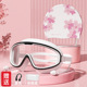 Transparent black and white + cherry blossom swimming cap - flat light