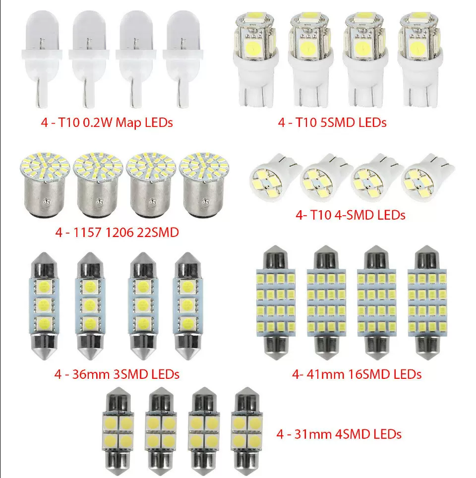 汽车LED组合套装14 28 42pcs T10示宽灯 双尖阅读灯 牌照灯室内