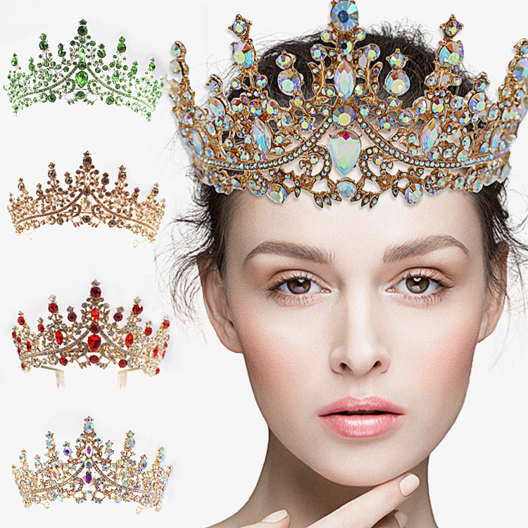 Coronas populares europeas y americanas, corona de princesa, corona de boda con diamantes de imitación, corona de cristal para novia, diadema para el cabello.