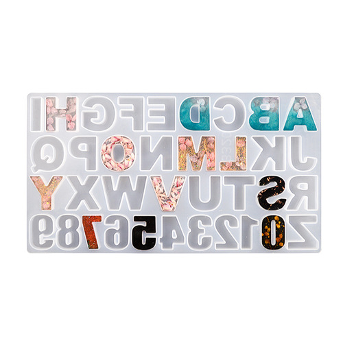 Manufacturer wholesale alphanumeric glue mold DIY English letter pendant front and back digital silicone mold