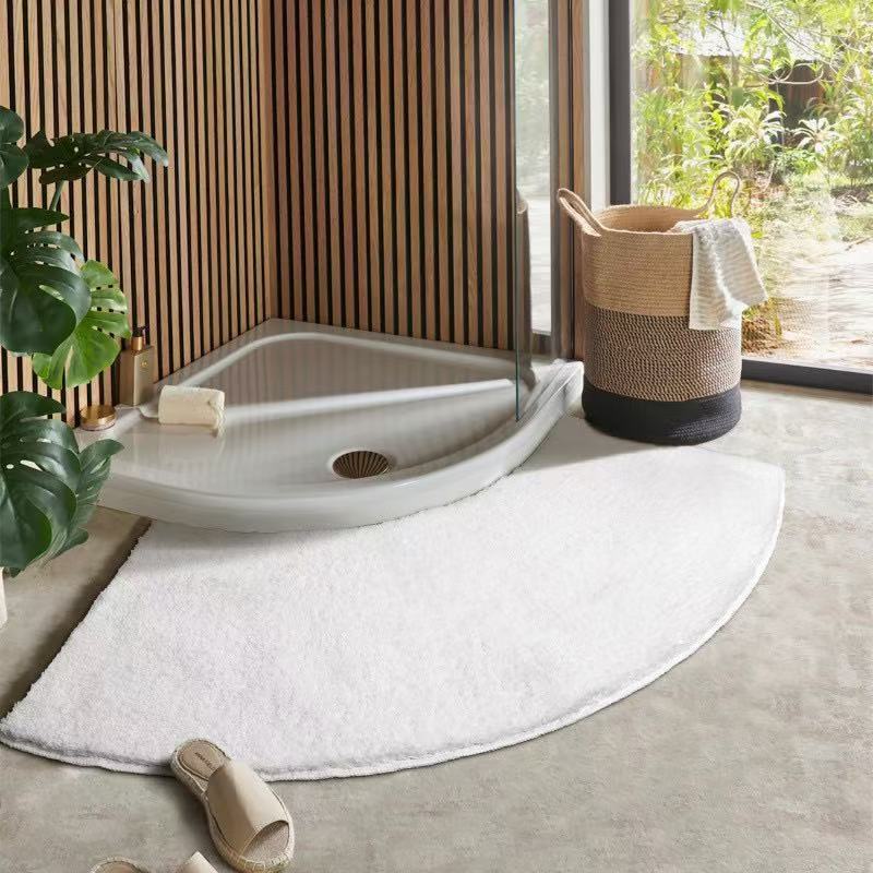 Cross-Border Home Shower Room Door Imitation Cashmere Fan-Shaped Solid Color Floor Mat Bathroom Semi-Circular Anti-Slip Mat Special-Shaped Floor Mat