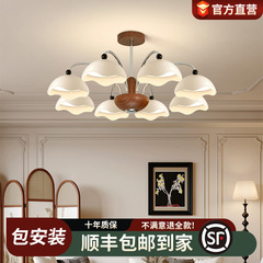 法式奶油书房蛋壳吊灯北欧家用客厅灯中古现代极简家用餐厅卧室灯