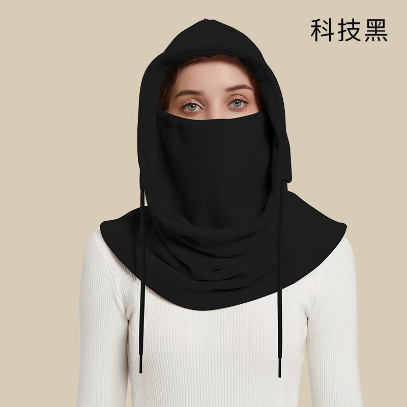 秋冬は防風帽に乗って防寒します。スキー保温マスクの帽子は首を囲みます。|undefined