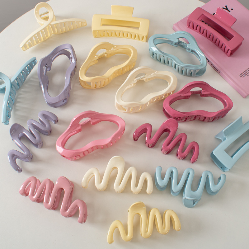 Dopamine Wave Grab Clip Large Bright Face Back Hair Shark Clip Hair Quantity Multi-hair Grab Hairpin Hair Accessories Wholesale