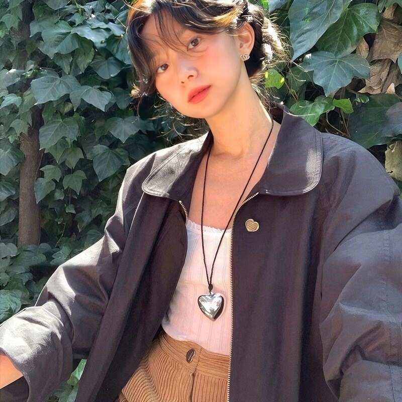 Fever爱心吊坠项链女新款轻奢高级感长款毛衣链黑绳配饰|undefined