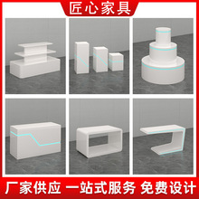 烤漆展台异形展柜展厅体验桌科技感公司产品LED中岛陈列展示柜