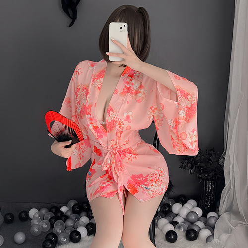 Mi Ting sexy lingerie plus size Japanese hot no-take-off provocative sexy cherry blossom kimono suit uniform temptation 3904