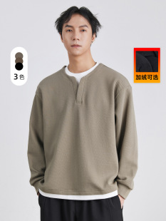 Heavy high-end texture fake two-piece sweatshirt men's spring 2025 loose trend pullover casual autumn bottoming shirt