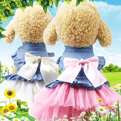 Spring, summer and autumn new dog, pet and cat clothing supplies, Korean style denim skirts, spring and summer clothing manufacturers wholesale