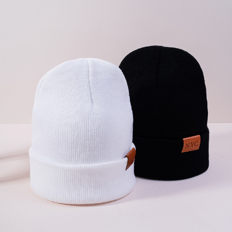 Unisex-AccessoiresAlles in einem gestrickten Beanie-Stil aus Leder mit schlichten Wollmützen_voghion.com