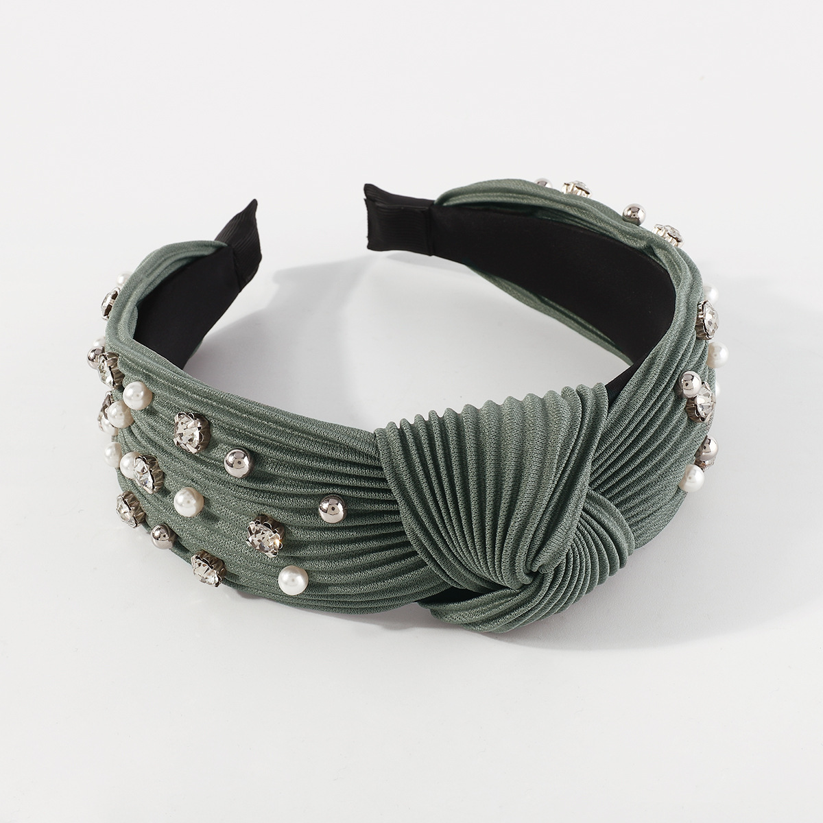 Mode Bogenknoten Tuch Handgemacht Künstliche Perlen Strasssteine Haarband 1 Stück display picture 8