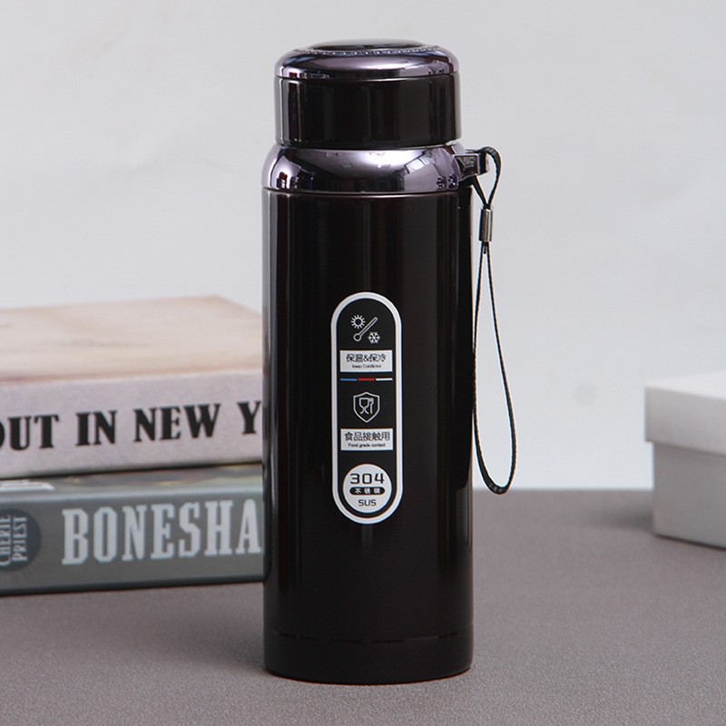 Taza térmica de acero inoxidable 304 de gran capacidad con asa correa portátil para deportes y camping