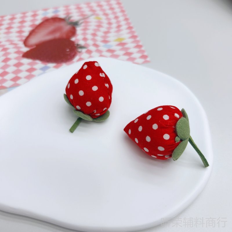 可爱碎花格子点子充棉立体草莓diy配饰 布艺手工饰品配件服装辅料|undefined
