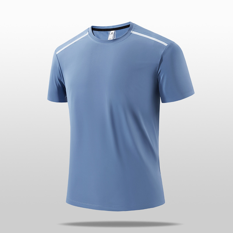 Ice Silk Thin Cross-border Short-sleeved T-shirt Men's Loose Casual Sports Seamless plus size Top Men's Breathable Quick-drying Clothes