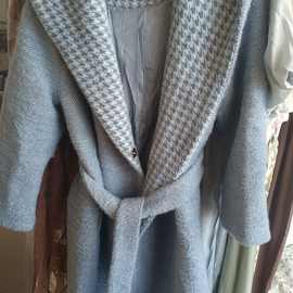 2025设计新款大衣连帽宽松水貂毛中长款秋冬毛呢外套