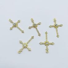 【特价包邮14】饰品diy配件合金电镀十字架点钻项链吊坠时尚