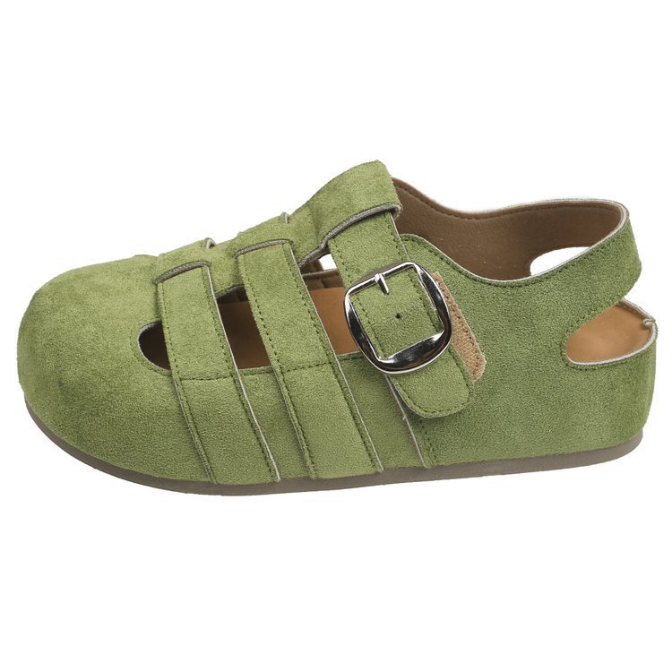 Vintage hueco sandalias romanas mujeres primavera y verano 2026 usar un pedazo de fondo grueso de moda casual sandalias Birken explosión
