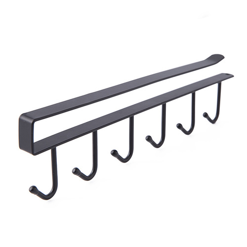 Home kitchen iron cabinet storage rack multi-functional row hook wardrobe organizer kitchen traceless nail-free hook