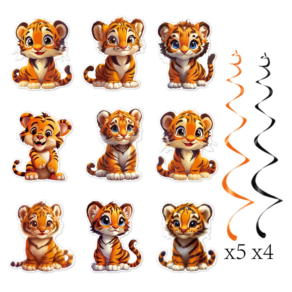 9 etiquetas en espiral de tigre, L-00426-2