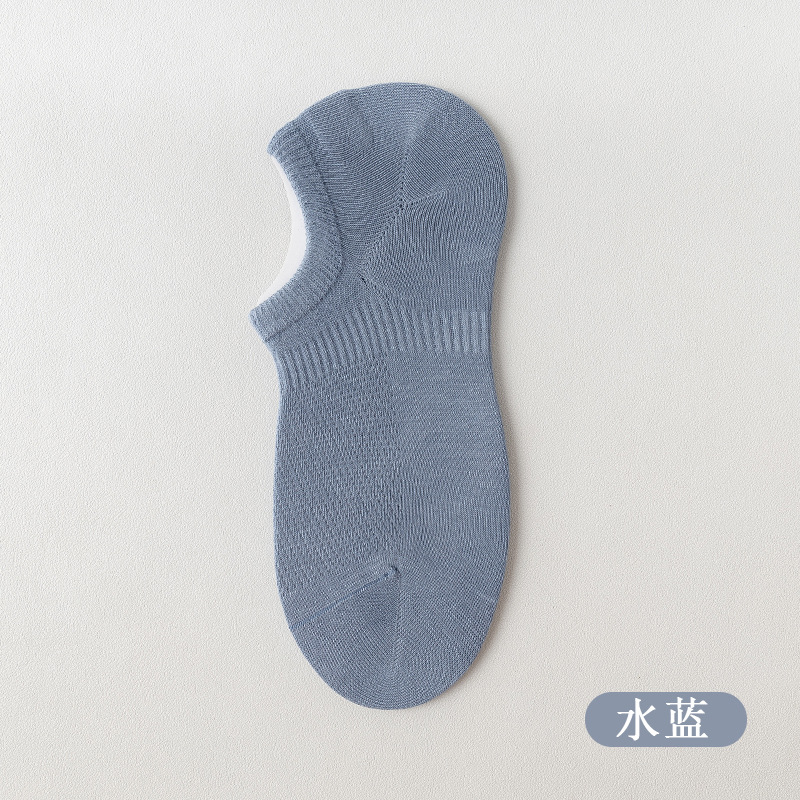 95% cotton nam mùa hè mỏng màu trơn lưới nông miệng vô hình tất silicone chống trượt chống mùi hôi cotton nguyên chất thuyền tất