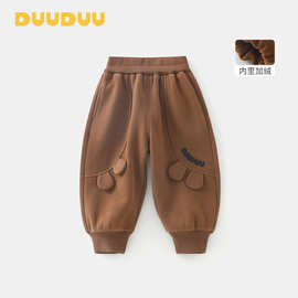 DUUDUU加绒宝宝长裤2025小童休闲裤婴儿保暖裤韩式风儿童裤子秋冬