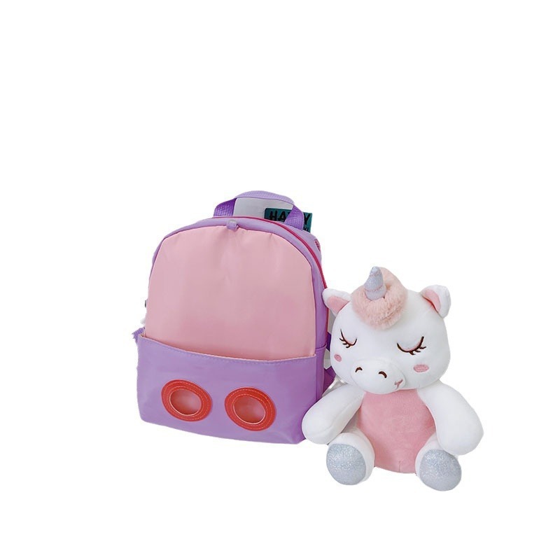 Unicornio 3D estereoscópico mochila juguete de peluche jardín de infantes caricatura lindo mochila portátil mochila temu