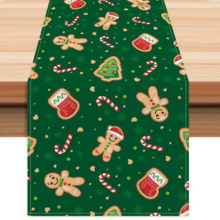 Cross-Border New Christmas Gingerbread Man Table Flag Amazon Digital Printing Tablecloth Home Party Kitchen Coffee Table