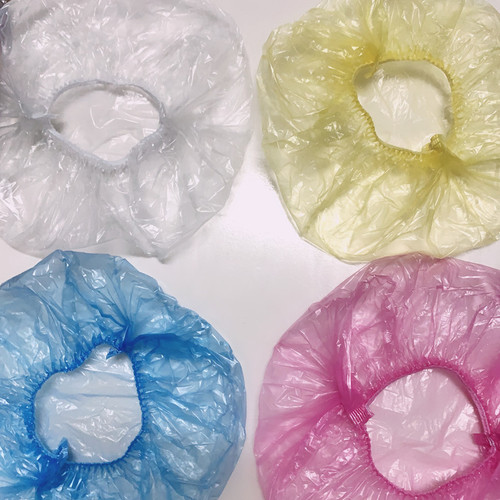 Disposable shower cap, individual packaging, pink, blue, yellow, striped, waterproof, hotel, beauty salon shower cap