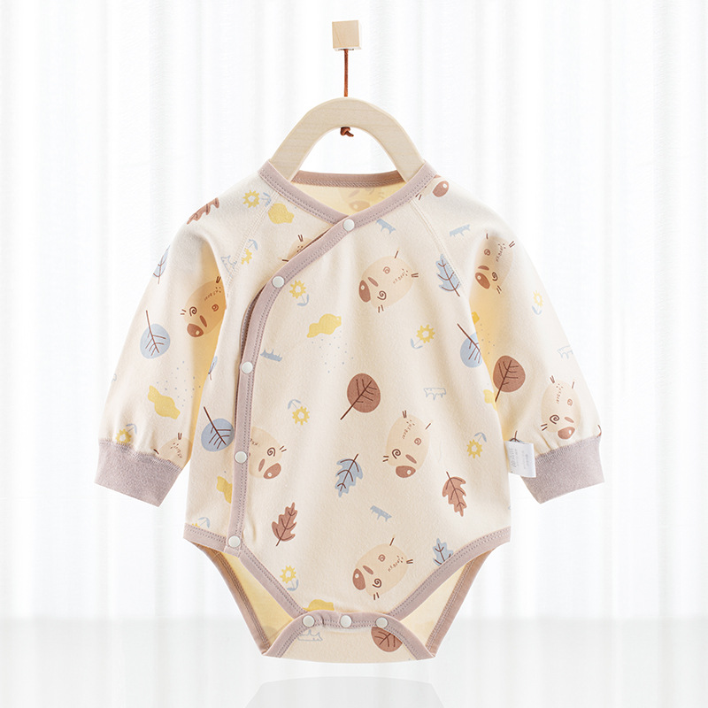 Primavera y otoño bebé vaina ropa clase A puro algodón manga larga todo-fósforo recién nacido bebé mono bebé sin hueso ropa