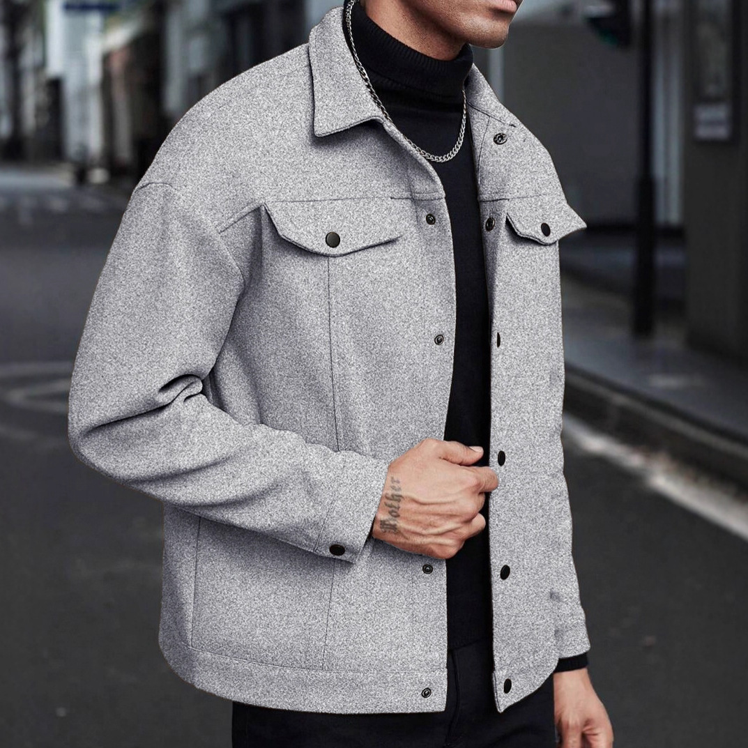 Transfronterizos Europa y América Amazon TEMU nuevo otoño y invierno con solapa de lana chaqueta de hombre chaqueta deportiva de herramientas casuales para hombres