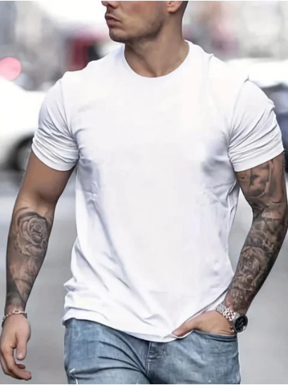 Fashion Men's T-shirt Large Silhouette Loose 3D Printing Sports And Leisure Slim-fit Crew Neck Short-sleeved T-shirt_viptrois.com