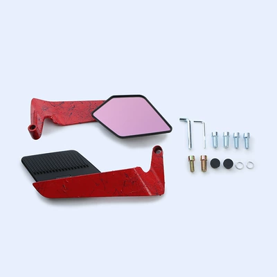 Reflector Modification Parts — Motorcycle rearview mirror - artistic-pattern-black-mirror-case-red-purple-mirror