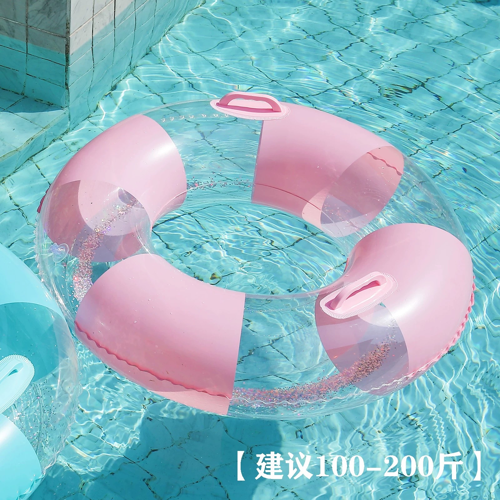 Transfronterizos ampliados con mango de barco de anclaje arco iris anillo de natación para adultos anillo de natación infláble arco iris de gran tamaño para hombres y mujeres