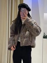 白鸭绒羽绒服女2023年冬季新款设计感小个子立领加厚编织短款外套