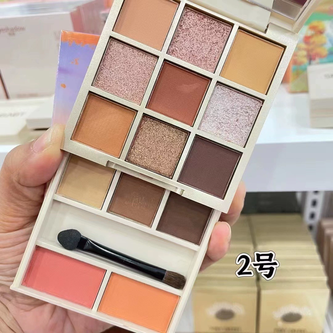 精灵宝贝 Eyeshadow palette, waterproof matte face blush, 12 colors, long-term effect, earth tones