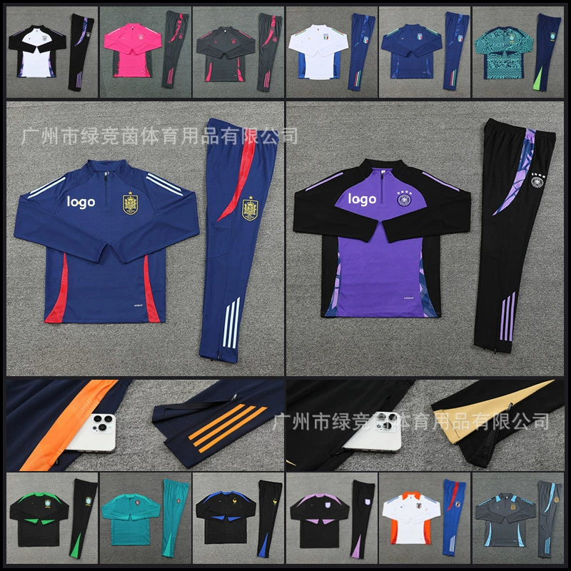 Футбольный тренировочный костюм сборной Испании наполовину застежка-молния осенний и зимний свитер Аргентина Немецкий костюм Бразилия