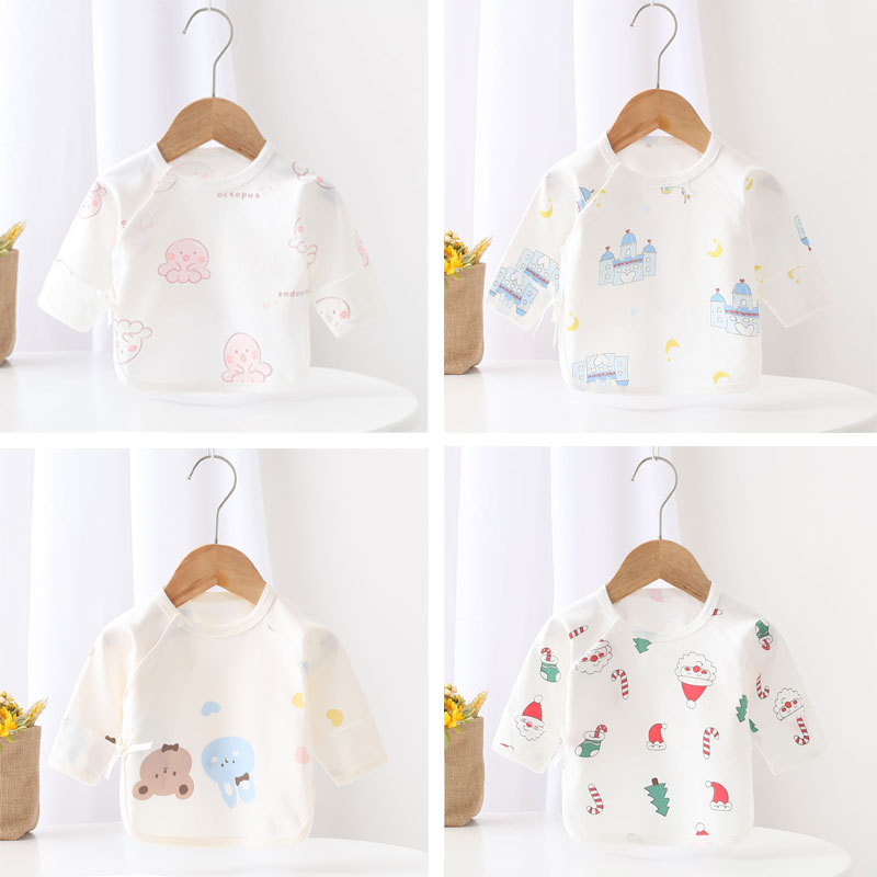 【Boneless Pure Cotton】All-Season Newborn Half-Back Shirt Baby Top Underwear Infant Clothing Close-Fitting Base Layer