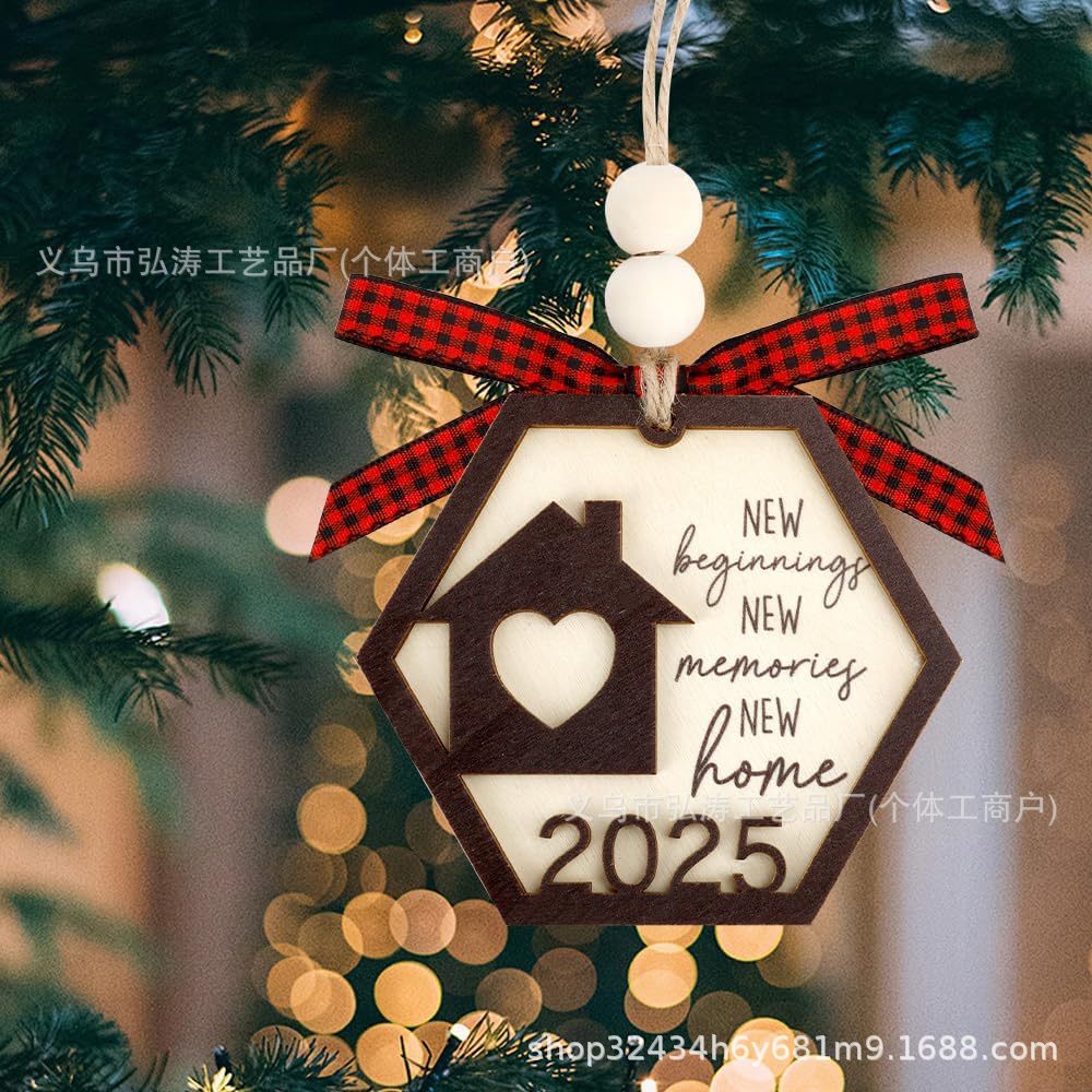 Decoración colgante 2026 nuevo mejor regalo de mudanza decoración de madera decoración para el hogar decoración del árbol de Navidad rojo
