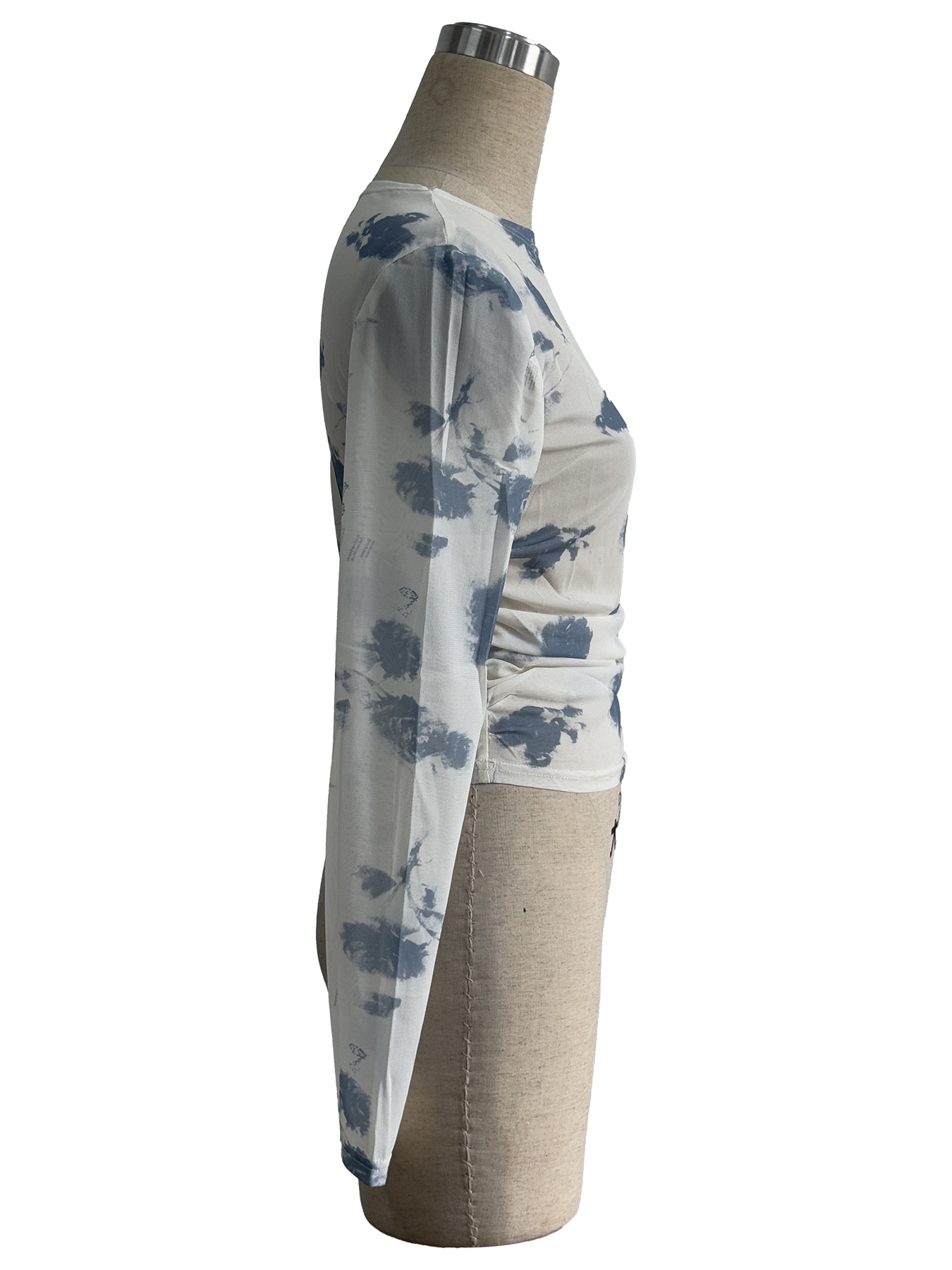Camicetta elegante in mesh floreale con maniche a volant donna_voghion.com