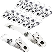 单孔双孔透明带子金属徽章夹子证件夹胸卡夹子厂牌夹2孔4孔铁夹子