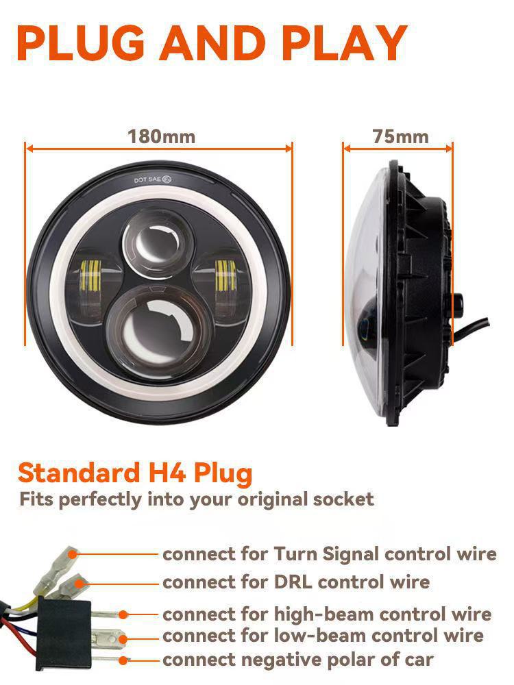 Suitable for Harley 7inch Led Headlights, 4.5inch Fog Lights, Road King Successor, Universal Full Set of Modified Lights