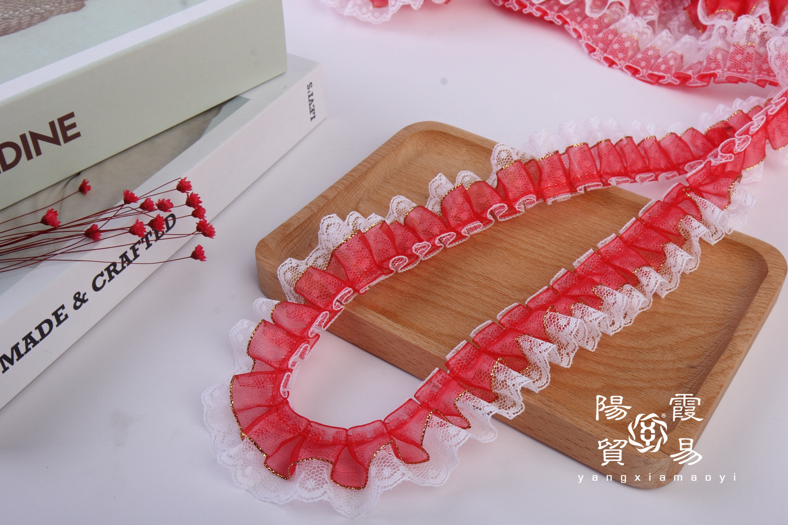 現物3.5cm金辺雪紗波点レース玩具家紡織バッグ工芸アクセサリースカート割引レース